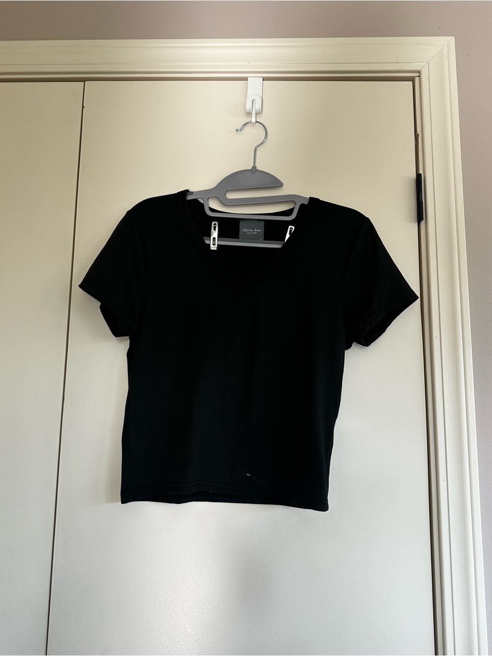 Black Women's Short Sleeve Crew Neck Top